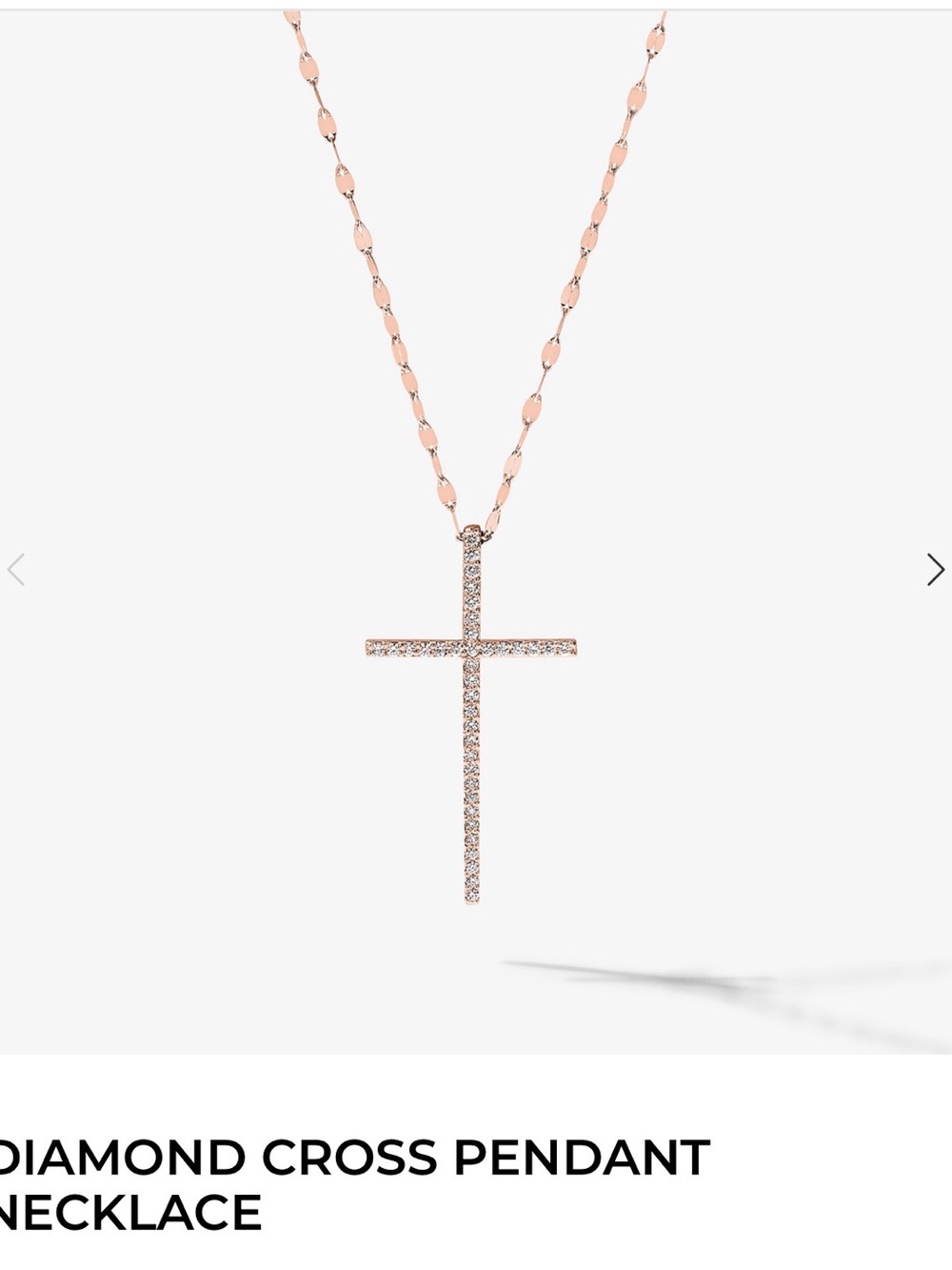 Rose Gold Pavé Diamond Cross Necklace - Elegant Everyday Pendant
